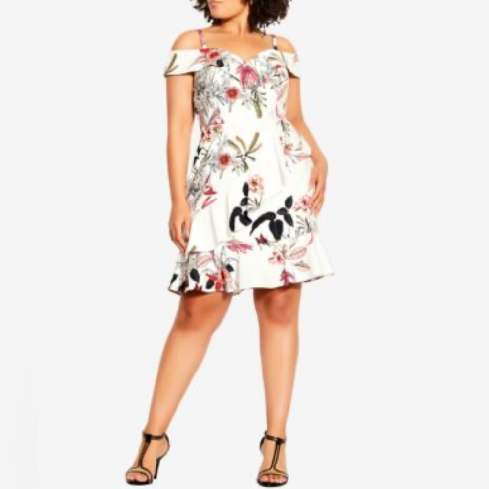City Chic White Floral Mini Dress